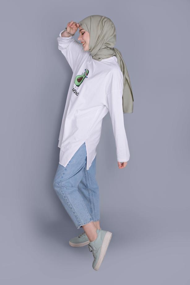 Vêtements hijab  AVOCADO PRINT DETAILED TUNIC 1104  - TRENDTESETTÜR