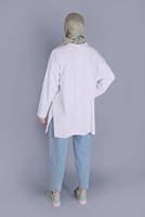 Vêtements hijab BLANC TUNIQUE DÉTAILLÉE IMPRIMÉ AVOCAT  1104