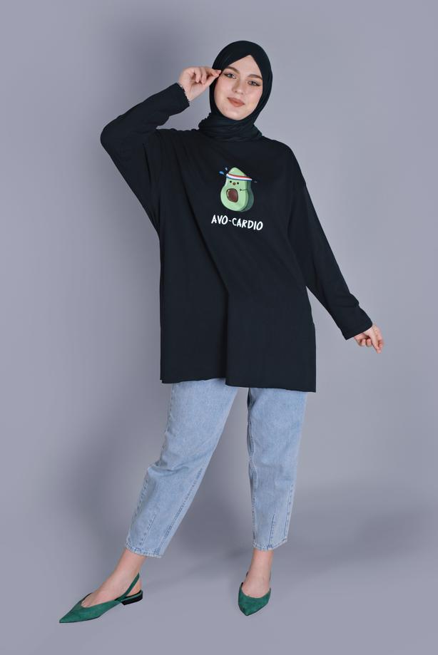 Vêtements hijab  AVOCADO PRINT DETAILED TUNIC 1104  - TRENDTESETTÜR