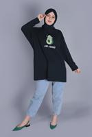 Vêtements hijab BLEU MARINE TUNIQUE DÉTAILLÉE IMPRIMÉ AVOCAT  1104