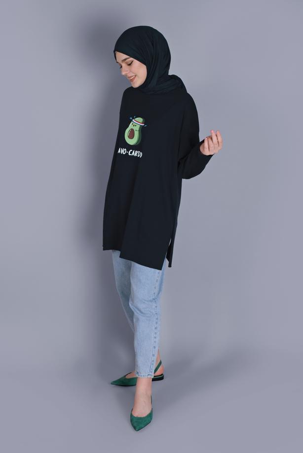 Vêtements hijab  AVOCADO PRINT DETAILED TUNIC 1104  - TRENDTESETTÜR