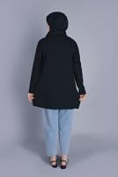 Vêtements hijab BLEU MARINE TUNIQUE DÉTAILLÉE IMPRIMÉ AVOCAT  1104