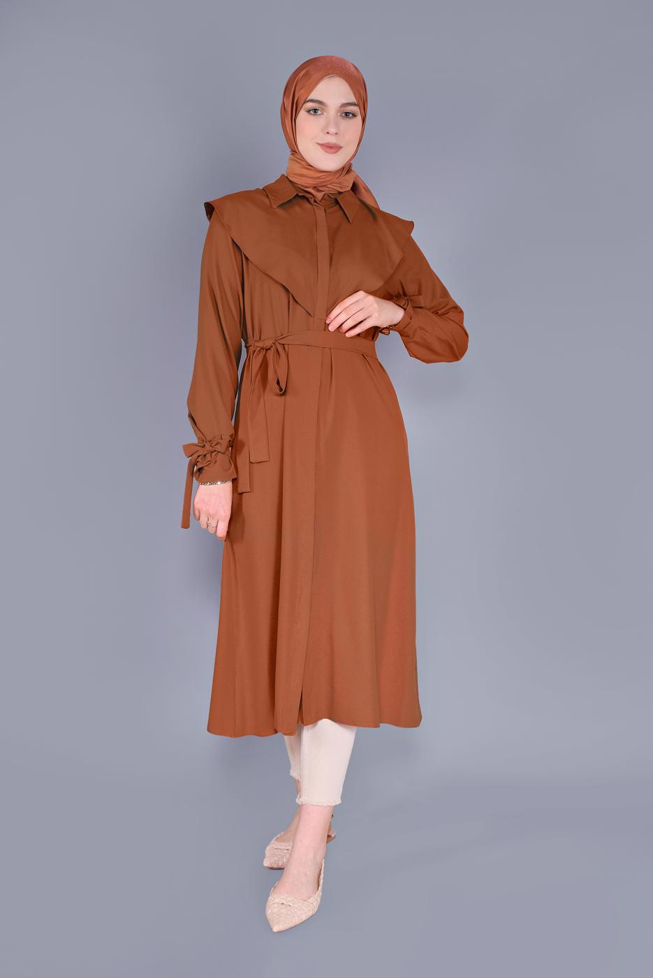 Hijab clothing ORANGE BELTED TUNIC 1334