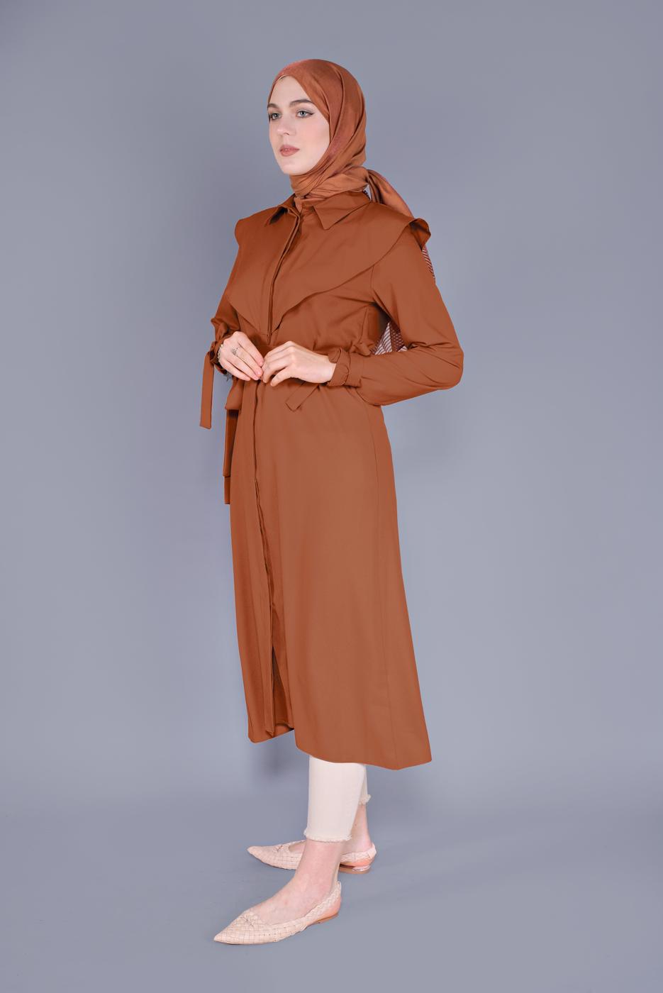 Hijab clothing ORANGE BELTED TUNIC 1334