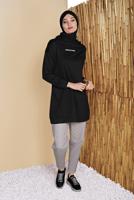 Tesettür giyim SİYAH KAPÜŞONLU BASİC EŞOFMAN TUNİK 1456 