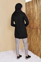 Tesettür giyim SİYAH KAPÜŞONLU BASİC EŞOFMAN TUNİK 1456 