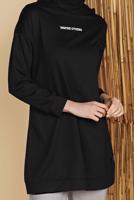 Tesettür giyim SİYAH KAPÜŞONLU BASİC EŞOFMAN TUNİK 1456 