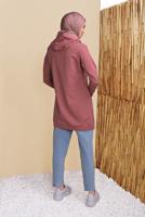 Tesettür giyim PUDRA KAPÜŞONLU BASİC EŞOFMAN TUNİK 1456 