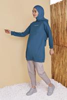 Tesettür giyim LACİVERT KAPÜŞONLU BASİC EŞOFMAN TUNİK 1456 