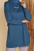 Tesettür giyim LACİVERT KAPÜŞONLU BASİC EŞOFMAN TUNİK 1456 