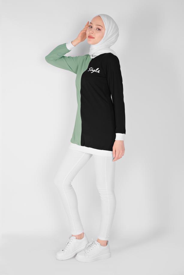 Vêtements hijab  PRINTED THREE COLOR TUNIC 1571  - TRENDTESETTÜR