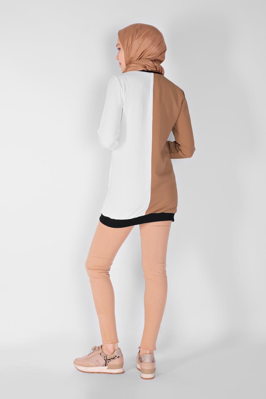 Vêtements hijab BRUN TUNIQUE IMPRIMÉE TROIS COULEURS 1571