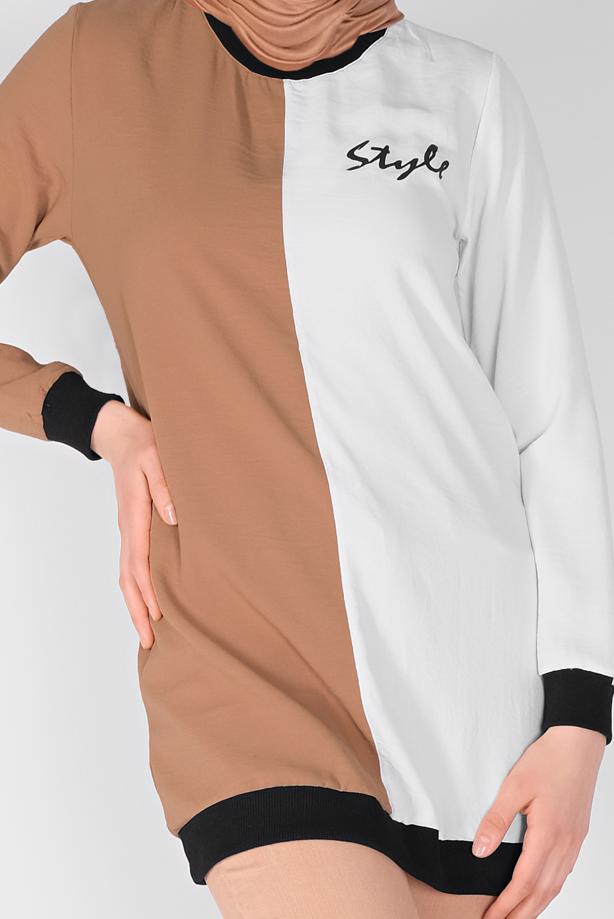 Vêtements hijab  PRINTED THREE COLOR TUNIC 1571  - TRENDTESETTÜR