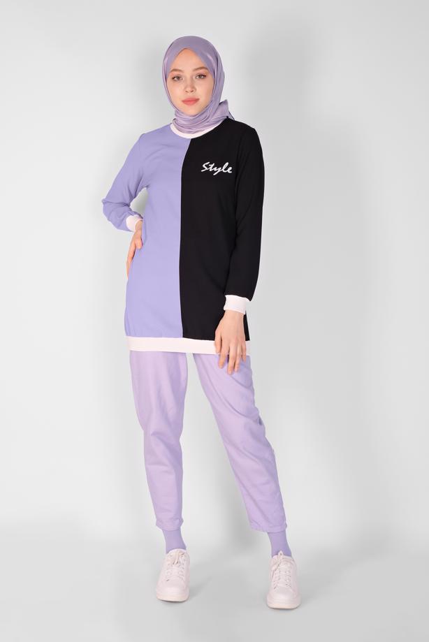 Vêtements hijab  PRINTED THREE COLOR TUNIC 1571  - TRENDTESETTÜR
