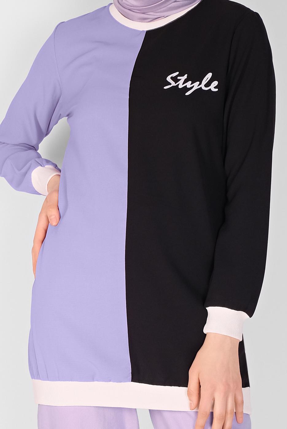 Vêtements hijab POURPRE TUNIQUE IMPRIMÉE TROIS COULEURS 1571