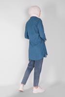 Tesettür giyim LACİVERT TAŞ BASKILI DENİM TUNİK 2024 