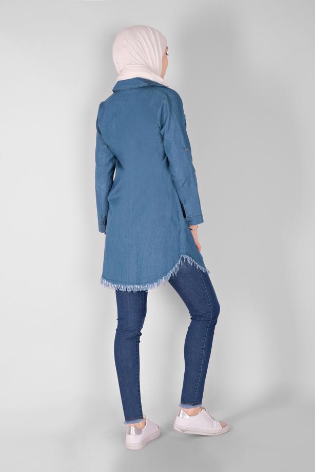 Vêtements hijab  BEADED DENIM TUNIC 2026	 - TRENDTESETTÜR