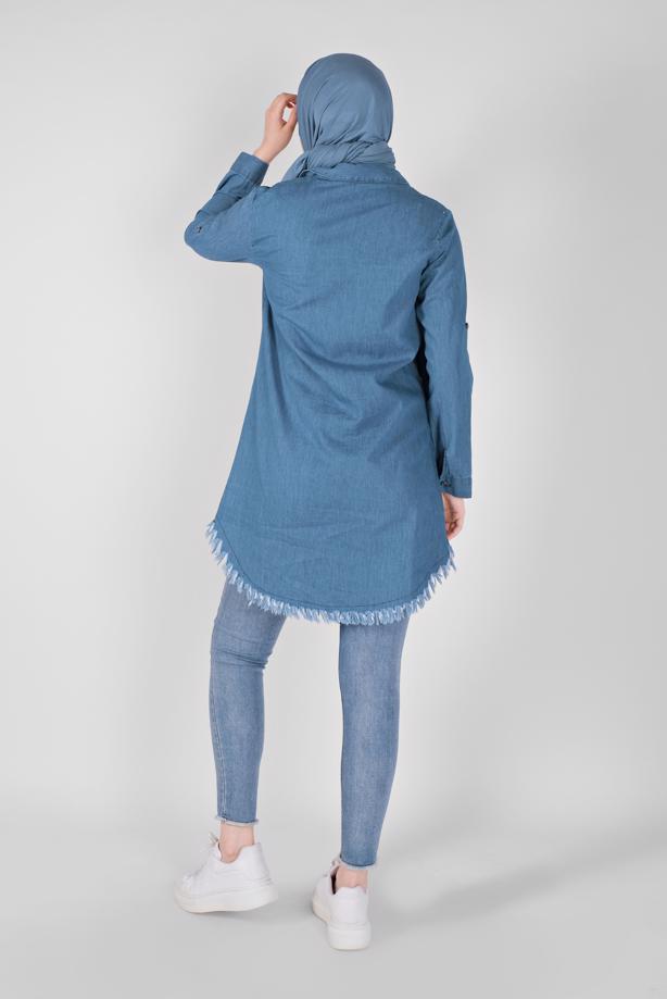 Vêtements hijab  EMBROIDERED DENIM TUNIC  2030  - TRENDTESETTÜR
