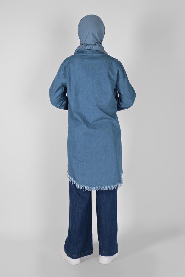 Vêtements hijab  EMBROIDERED DENIM TUNIC 2031  - TRENDTESETTÜR