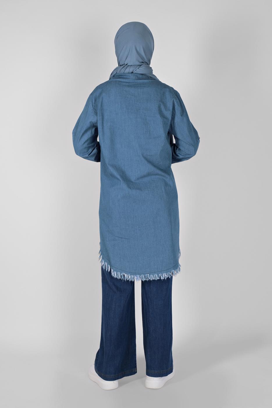 Vêtements hijab BLEU MARINE TUNIQUE EN JEAN 2031 