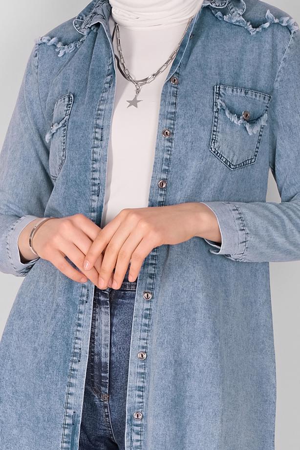 Vêtements hijab  POCKET DETAIL DENIM TUNIC 2032  - TRENDTESETTÜR