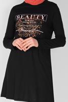 Vêtements hijab NOIR TUNIQUE IMPRIMÉE 2106 