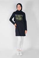 Hijab clothing NAVY BLUE PRINTED TUNIC 2106 