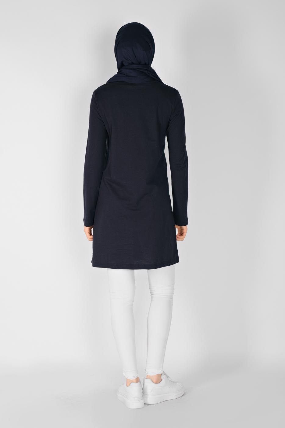 Hijab clothing NAVY BLUE PRINTED TUNIC 2106 