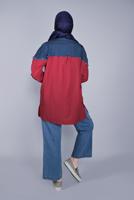 Tesettür giyim KIRMIZI MİX KUMAŞLI PAMUKLU TUNİK  2626 