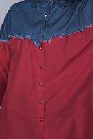 Tesettür giyim KIRMIZI MİX KUMAŞLI PAMUKLU TUNİK  2626 