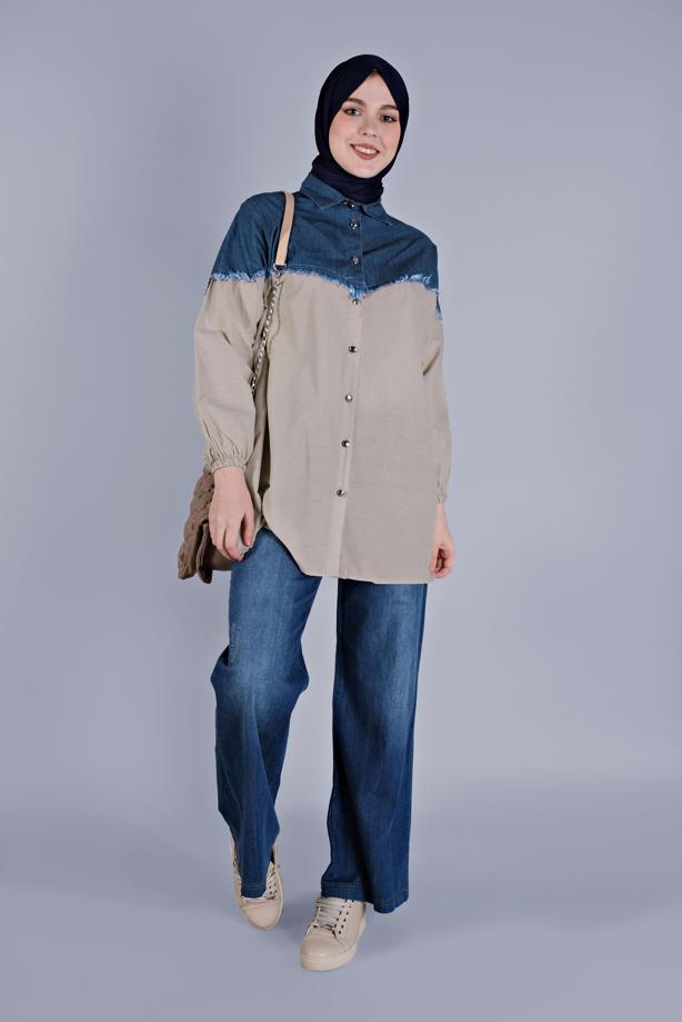Hijab-Kleidung  MİX KUMAŞLI PAMUKLU TUNİK  2626  - TRENDTESETTÜR