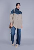 Tesettür giyim BEJ MİX KUMAŞLI PAMUKLU TUNİK  2626 