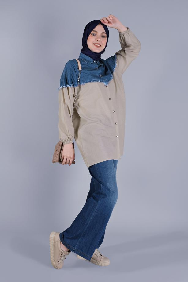 Hijab-Kleidung  MİX KUMAŞLI PAMUKLU TUNİK  2626  - TRENDTESETTÜR