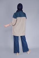 Tesettür giyim BEJ MİX KUMAŞLI PAMUKLU TUNİK  2626 