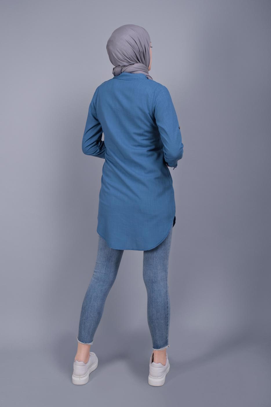 Vêtements hijab BLEU MARINE TUNIQUE BOUTONNÉE 2881 