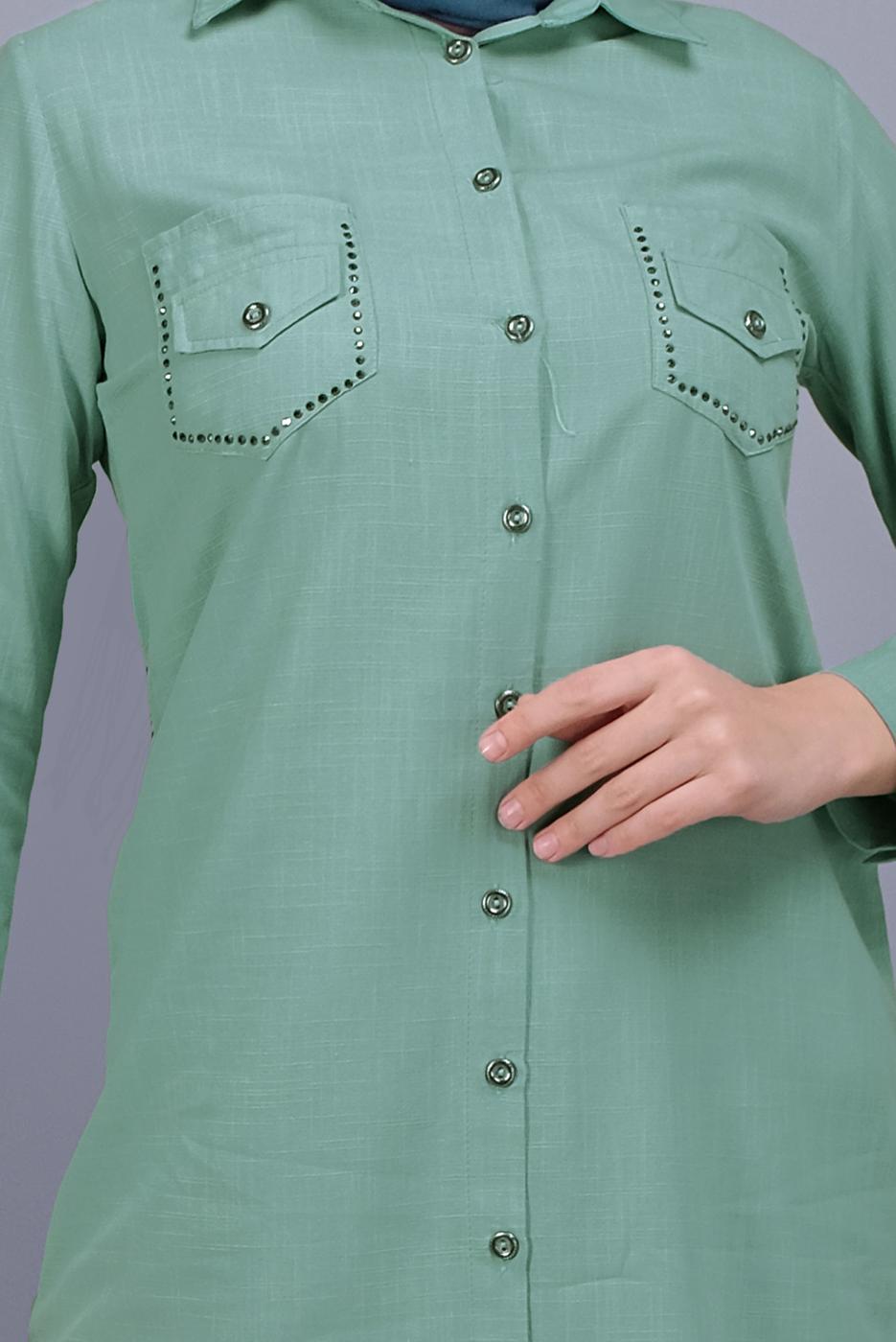 Vêtements hijab VERT TUNIQUE BOUTONNÉE 2881 