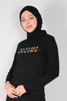 Hijab clothing BLACK PRINTED BASIC TUNIC  3106  