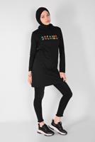 Hijab clothing BLACK PRINTED BASIC TUNIC  3106  