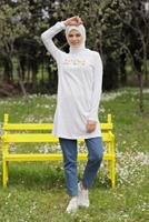 Vêtements hijab BLANC TUNIQUE IMPRIMÉE 3106  