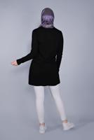 Vêtements hijab NOIR TUNIQUE À FLEURS EN COTON 3306