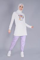 Vêtements hijab BLANC TUNIQUE À FLEURS EN COTON 3306