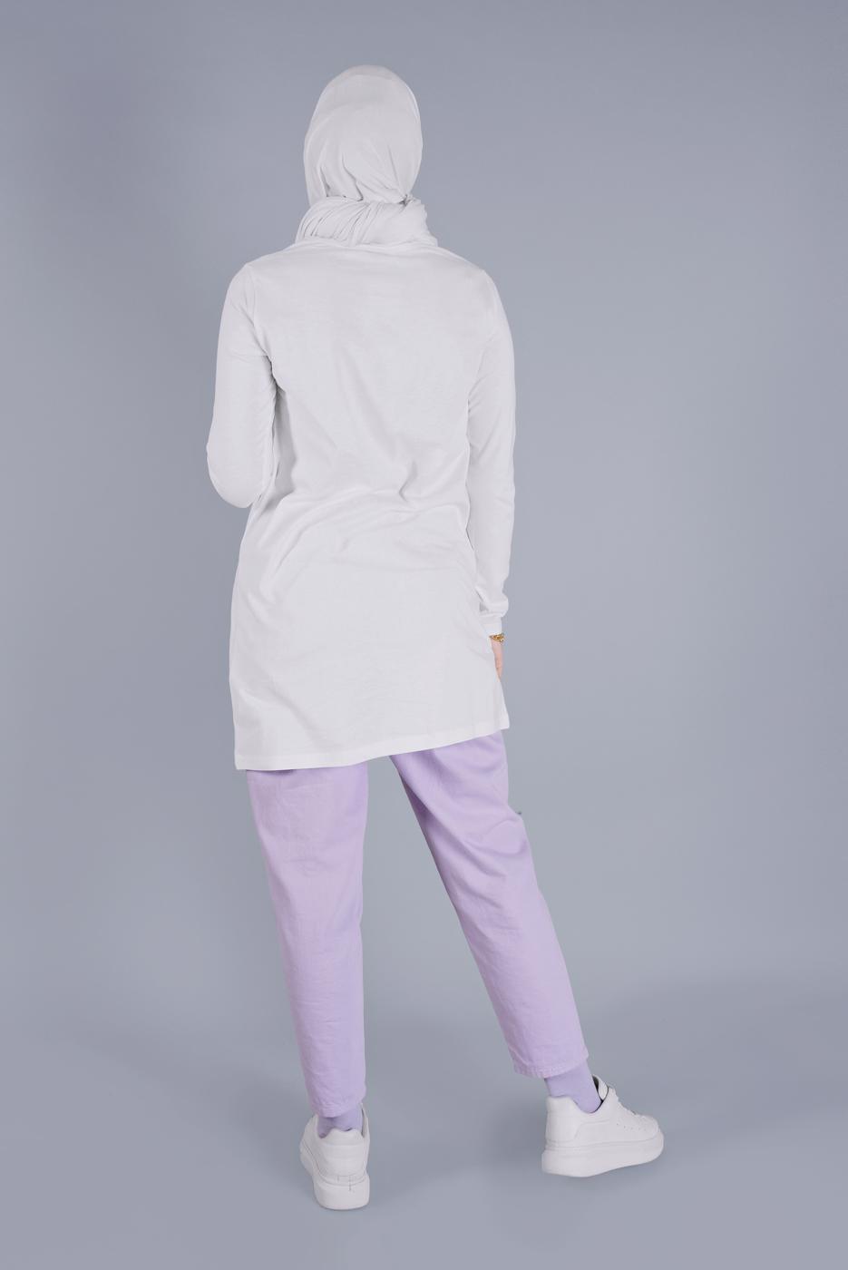 Vêtements hijab BLANC TUNIQUE À FLEURS EN COTON 3306