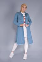 Tesettür giyim LACİVERT BOYDAN DÜĞMELİ DENİM TUNİK  33269 