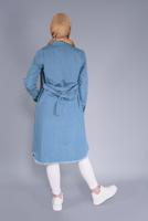 Tesettür giyim LACİVERT BOYDAN DÜĞMELİ DENİM TUNİK  33269 