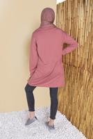 Tesettür giyim PUDRA ÖN KISMI BASKILI EŞOFMAN TUNİK 3456