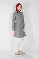 Tesettür giyim SİYAH ALVİNA NAKIŞLI TUNİK  4181  