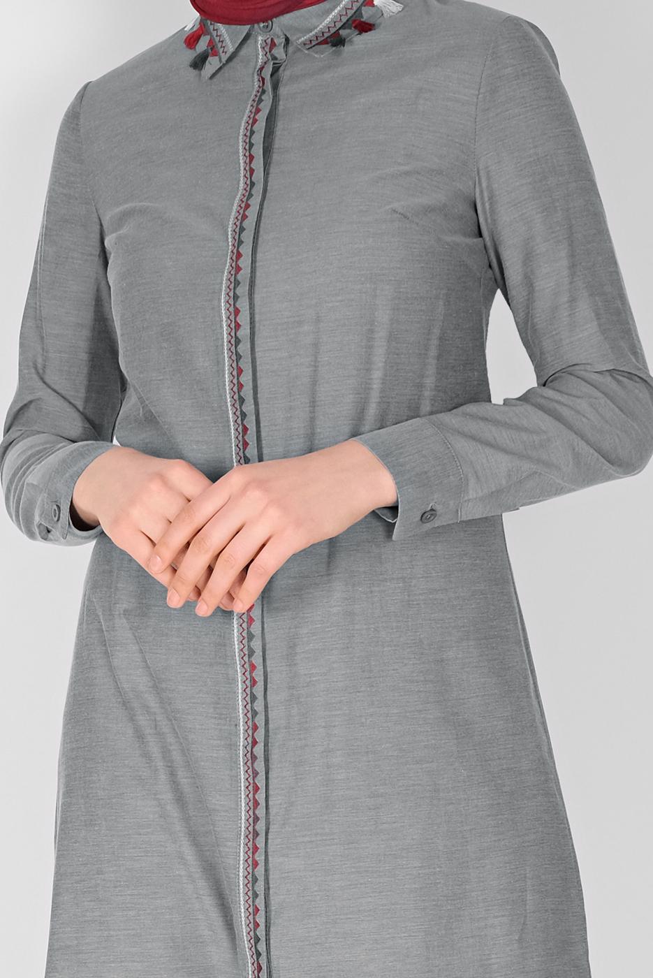 Tesettür giyim SİYAH ALVİNA NAKIŞLI TUNİK  4181  