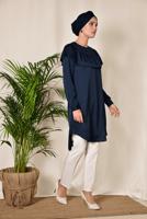 Tesettür giyim LACİVERT BONCUK DETAYLI VOLANLI TUNİK 4201 