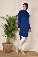 Tesettür giyim LACİVERT BONCUK DETAYLI VOLANLI TUNİK 4201 