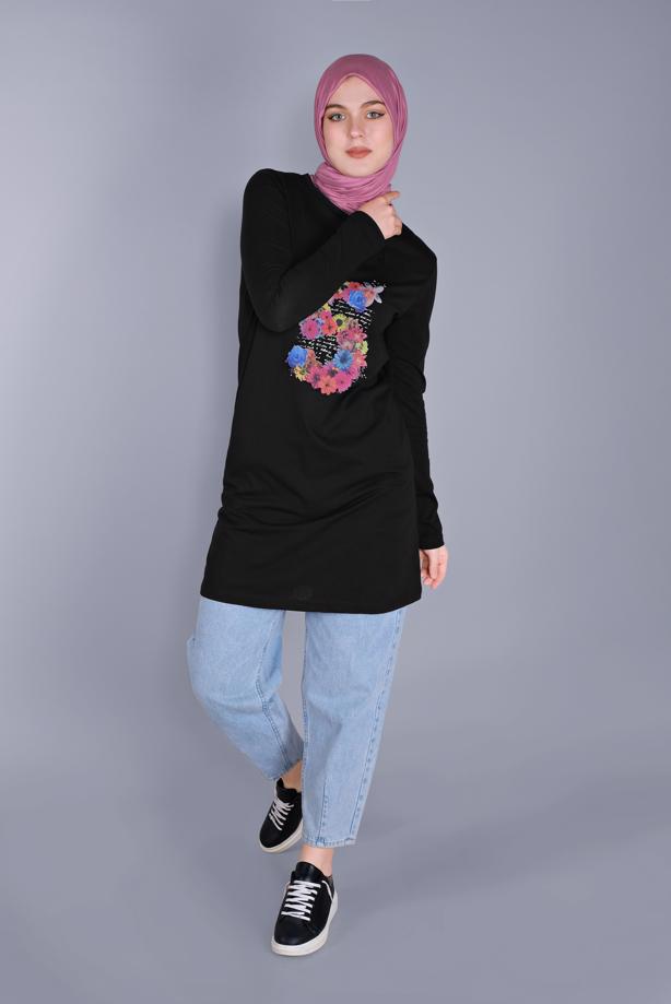 Hijab clothing  COTTON FLOWER PRINTED TUNIC 4206  - TRENDTESETTÜR